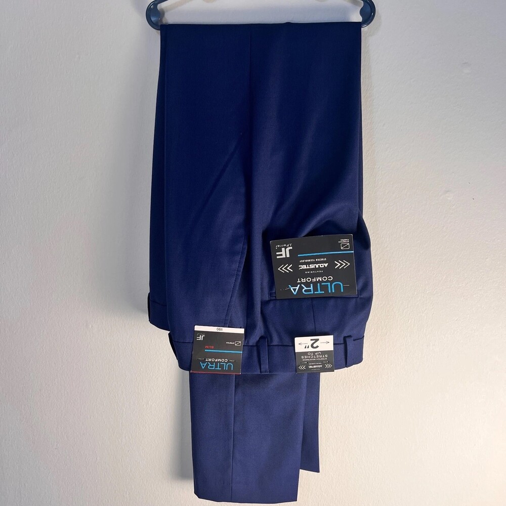 J.Ferrar Dress Pants Mens 30x34 Blue Stretch Waistband Slim Fit Ultra Comfort
